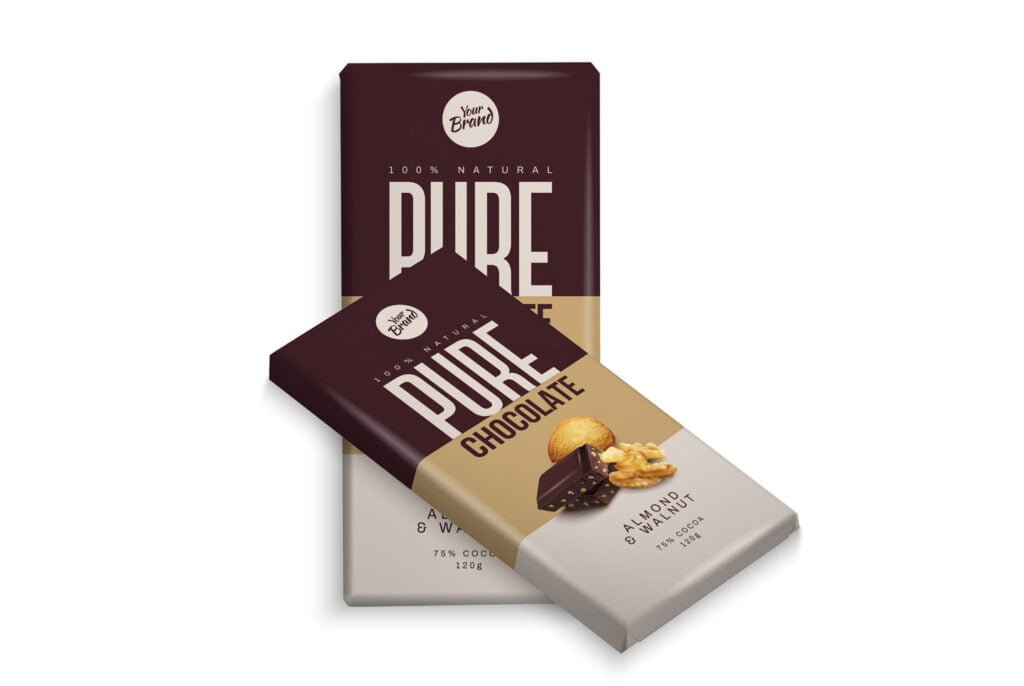 realistic chocolate packaging set
